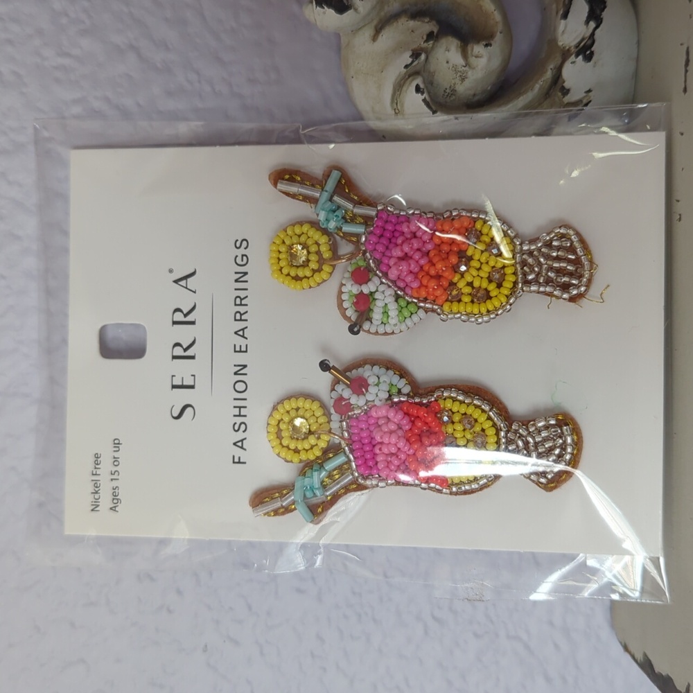 New SERRA Cocktail Colorful Beaded Earrings